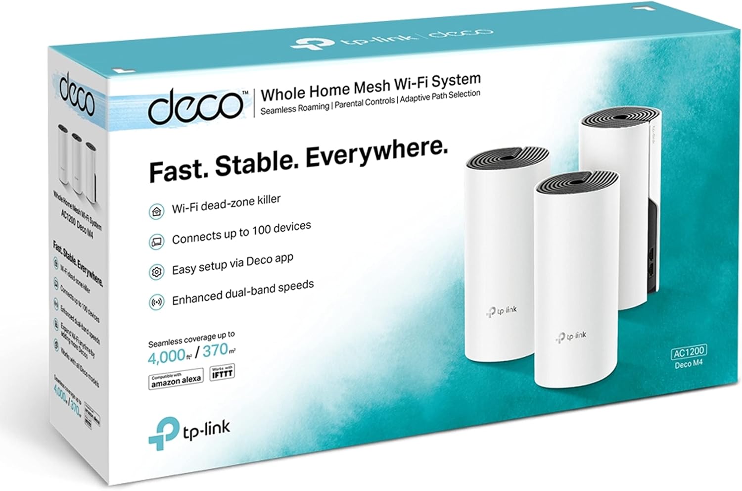 TP-Link Deco M4 AC1200 Whole Home Mesh Wi-Fi System (3 Pack) - TL-DECO M4 (3-PACK)