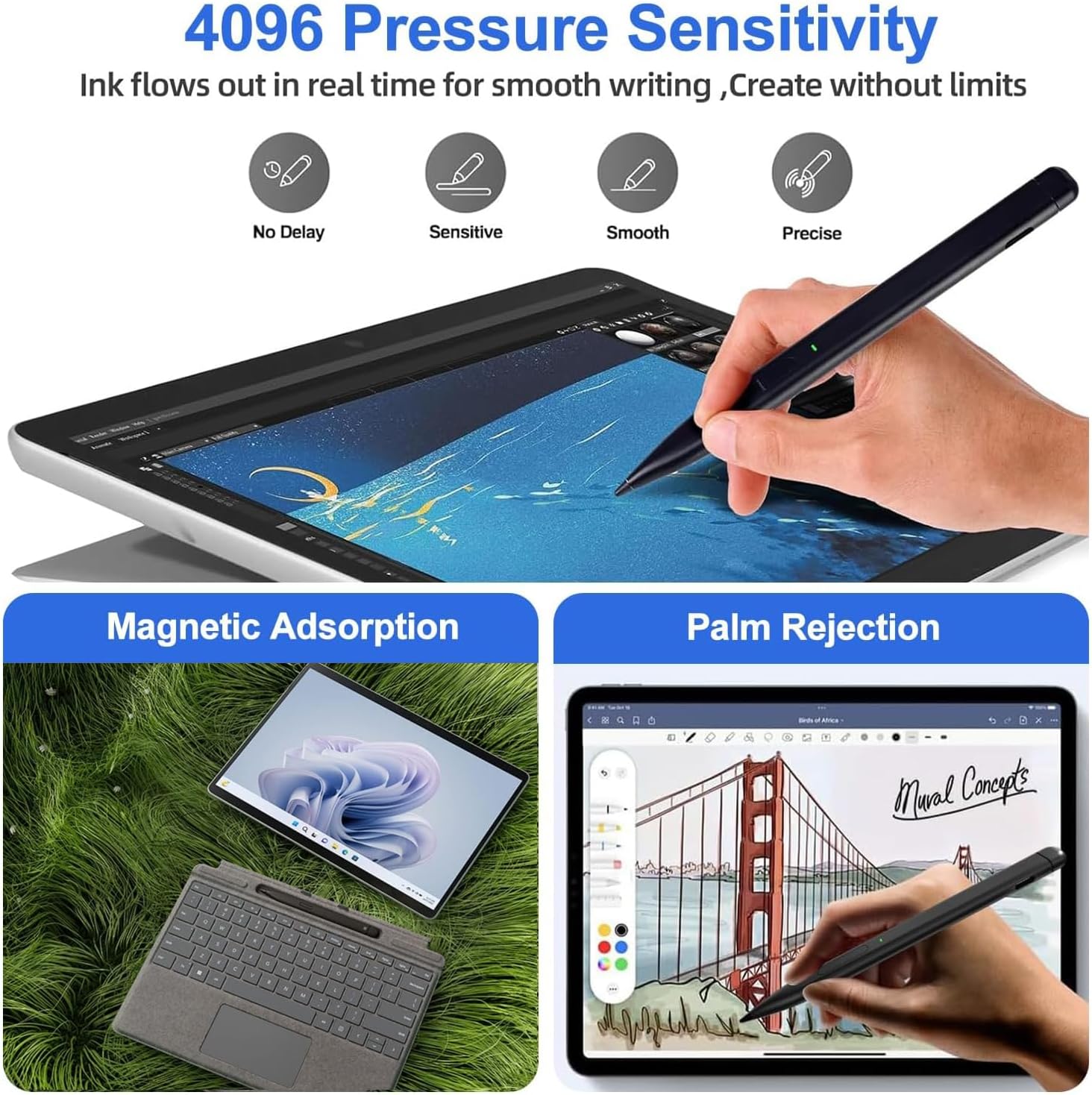 Microsoft Surface pro 8/9/X Signature Keyboard With pen holder, Backlit, Black - Image 3