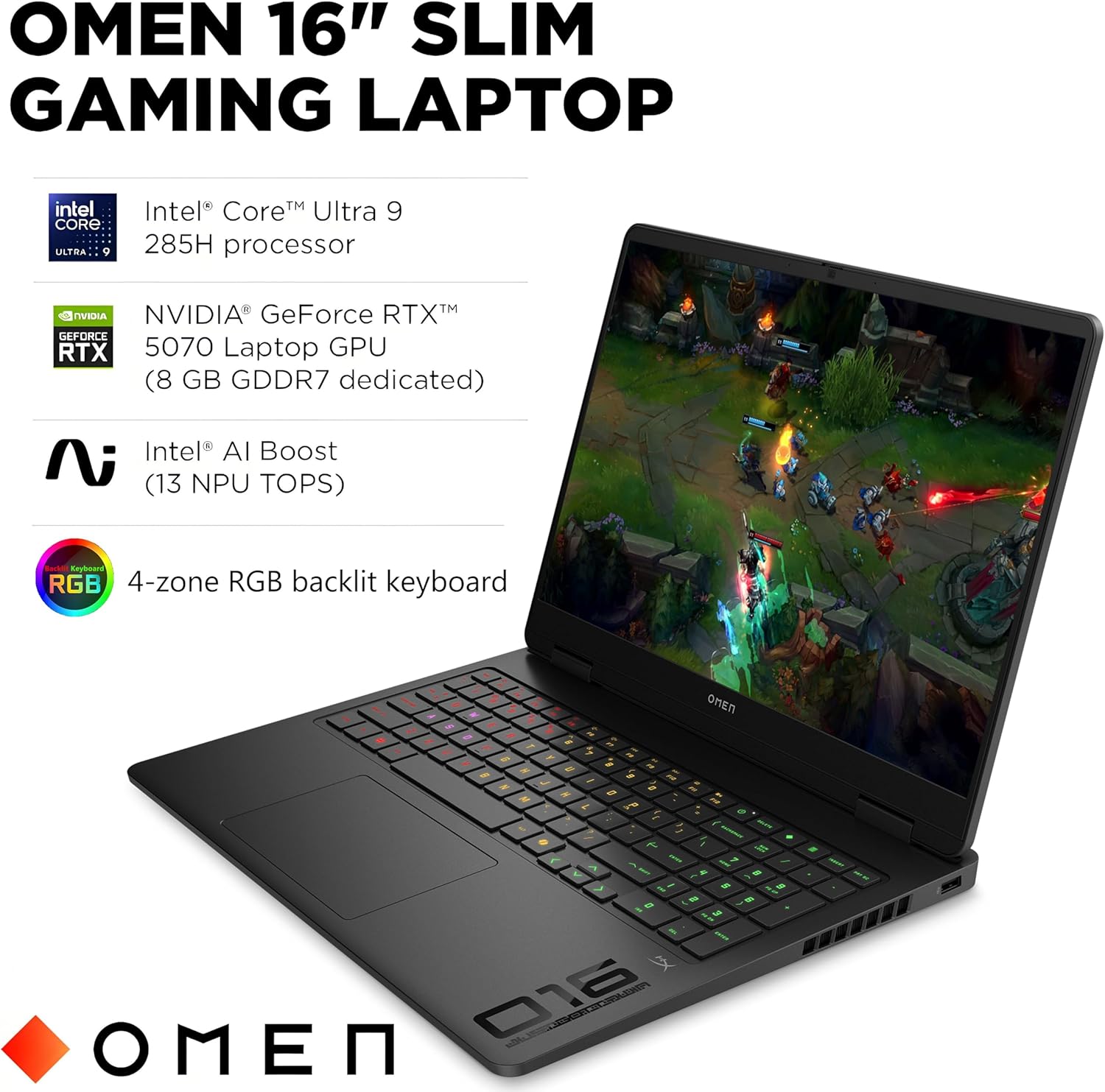HP OMEN Slim Gaming Laptop 16-AN0075CL – Ultra 9 285H, 32GB RAM DDR5 5600Mhz (2x16), 1TB SSD Gen 4, 16”Windows 11 home,Nvidia Geforce RTX 5070 8GB Graphics 1 Year warranty